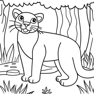 Page A Colorier Du Puma Joueur Dans La Jungle 19679-18396