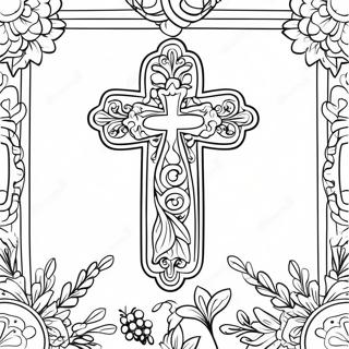 Belle Page A Colorier De Croix De Communion 19779-18475