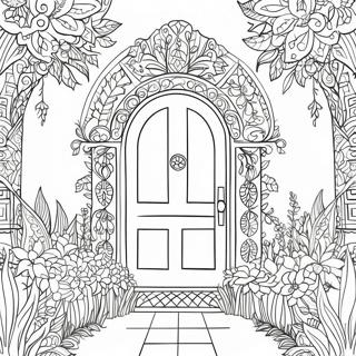 Page A Colorier De La Porte De Jardin Complexe 19849-18529