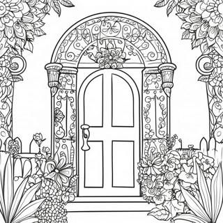 Page A Colorier De La Porte De Jardin Complexe 19849-18531