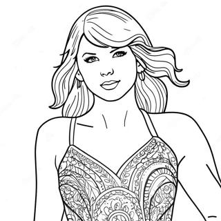 Page A Colorier De Taylor Swift Dans Une Magnifique Robe Rouge 19929-18596