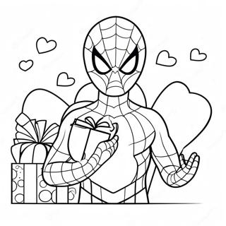 Page A Colorier Spiderman Avec Des Cadeaux De Saint Valentin 20362-18914