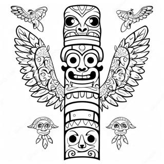 Poteau Totem Pages À Colorier