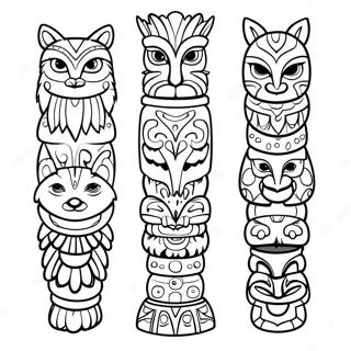 Page A Colorier Du Totem Colore Avec Des Animaux 20452-18985