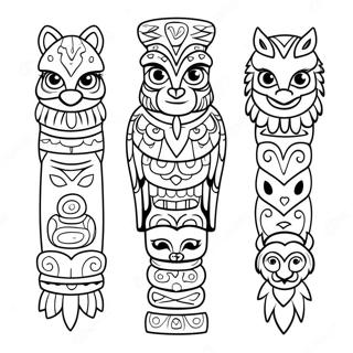 Page A Colorier Du Totem Colore Avec Des Animaux 20452-18988