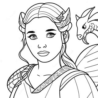 Page A Colorier De Daenerys Targaryen Avec Dragon 20532-19050