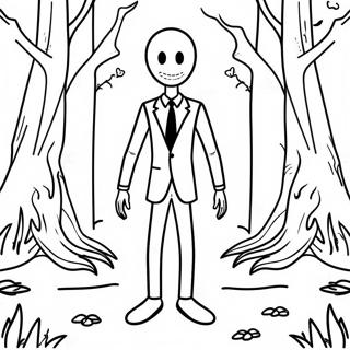 Page A Colorier De Slenderman Effrayant Dans La Foret 20542-19058