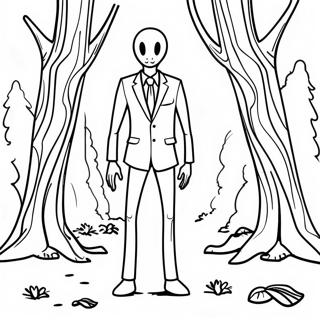 Page A Colorier De Slenderman Effrayant Dans La Foret 20542-19059