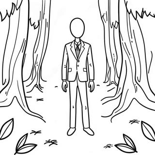 Page A Colorier De Slenderman Effrayant Dans La Foret 20542-19060