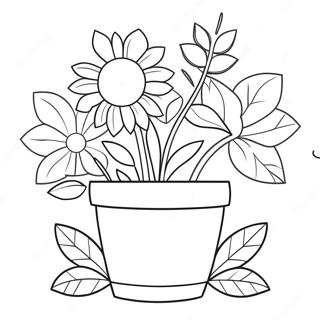 Page A Colorier De Pot De Fleurs Colore Avec Des Fleurs 20612-19113