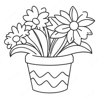 Page A Colorier De Pot De Fleurs Colore Avec Des Fleurs 20612-19115