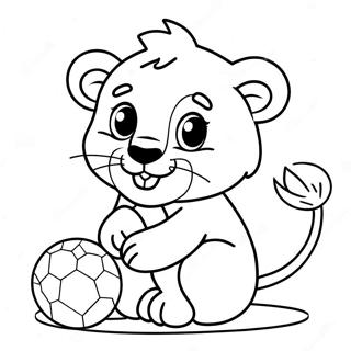 Page A Colorier De Bebe Lion Mignon Jouant Avec Une Balle 20642-19137