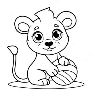 Page A Colorier De Bebe Lion Mignon Jouant Avec Une Balle 20642-19139