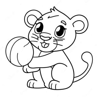 Page A Colorier De Bebe Lion Mignon Jouant Avec Une Balle 20642-19140