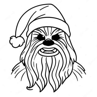 Page A Colorier De Chewbacca Avec Un Chapeau De Noel 21003-19417