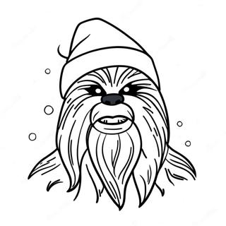 Page A Colorier De Chewbacca Avec Un Chapeau De Noel 21003-19419