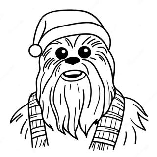 Page A Colorier De Chewbacca Avec Un Chapeau De Noel 21003-19420