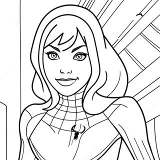 Gwen Stacy En Costume De Spider Man A Colorier 21023-19433