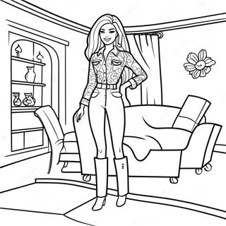 Page A Colorier De Barbie A La Mode Des Annees 90 Dans Une Maison De Reve 21163-19542