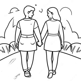 Page A Colorier Dun Mignon Couple Lesbien Se Tenant La Main 21243-19608