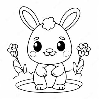 Page A Colorier De Lapin Kawaii Mignon Avec Des Fleurs 21383-19717