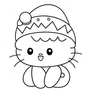 Page A Colorier De Hello Kitty Festive Avec Un Chapeau De Noel 21523-19830