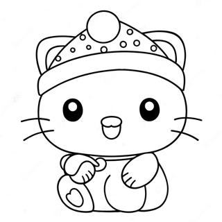 Page A Colorier De Hello Kitty Festive Avec Un Chapeau De Noel 21523-19973