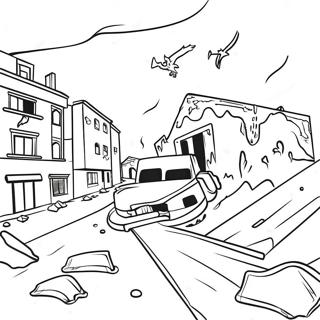 Page A Colorier Sur Une Scene De Tremblement De Terre Destructeur 21653-20079