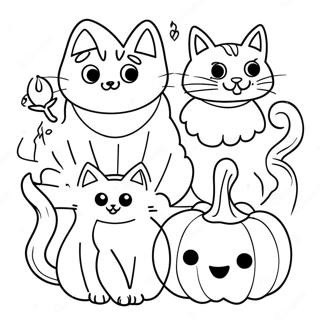 Chats D'halloween Pages À Colorier