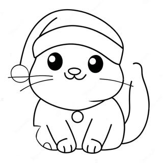 Page A Colorier Chat De Noel Adorable Avec Un Chapeau De Pere Noel 21793-20191