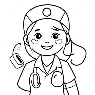 Page A Colorier Infirmiere Mignonne Avec Un Stethoscope 21813-20205