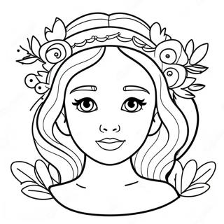 Page A Colorier Dune Adorable Fille Avec Une Couronne De Fleurs 22074-20406