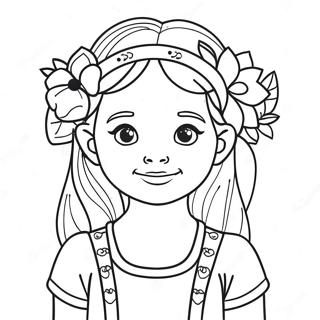 Page A Colorier Dune Adorable Fille Avec Une Couronne De Fleurs 22074-20408