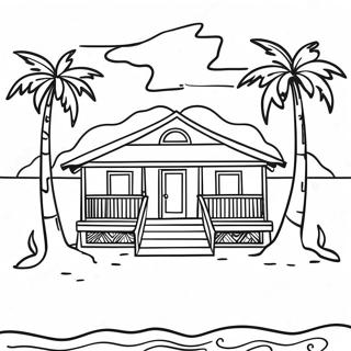 Page A Colorier Maison De Plage Confortable Avec Palmiers 22084-20413