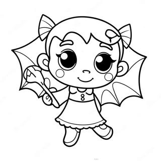 Page A Colorier Fille Vampire Mignonne Avec Chauve Souris 22134-20454