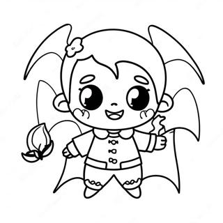 Page A Colorier Fille Vampire Mignonne Avec Chauve Souris 22134-20456