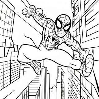 Page A Colorier De Spider Man Se Balancant A Travers La Ville 22204-20509