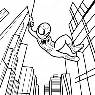 Page A Colorier De Spider Man Se Balancant A Travers La Ville 22204-20510