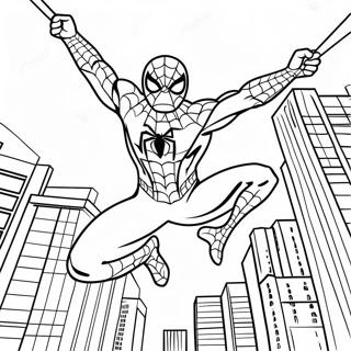 Page A Colorier De Spider Man Se Balancant A Travers La Ville 22204-20511