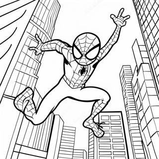 Page A Colorier De Spider Man Se Balancant A Travers La Ville 22204-20512