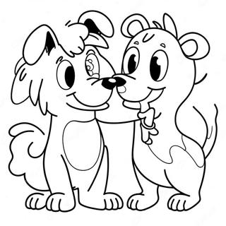 Page A Colorier Duo Chatchien Joueur 22234-20533