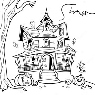 Page A Colorier De Maison De Monstre Effrayante 22444-20702