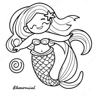 Page A Colorier De La Sirene Noire Elegante Avec Des Cheveux Flottants 22454-20712