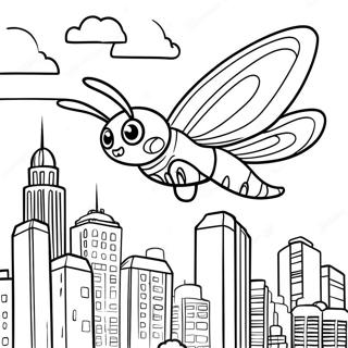 Page A Colorier Mothra Volant Au Dessus De La Ville 22584-20813