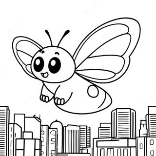 Page A Colorier Mothra Volant Au Dessus De La Ville 22584-20814