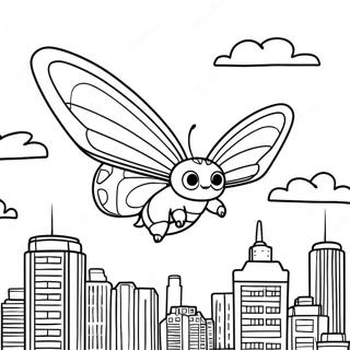 Page A Colorier Mothra Volant Au Dessus De La Ville 22584-20815