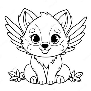 Mignon Loup Bebe Avec Des Ailes Colorees A Colorier 22604-20829