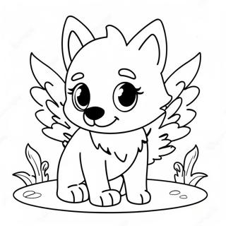 Mignon Loup Bebe Avec Des Ailes Colorees A Colorier 22604-20830