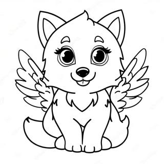 Mignon Loup Bebe Avec Des Ailes Colorees A Colorier 22604-20831