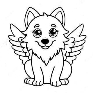 Mignon Loup Bebe Avec Des Ailes Colorees A Colorier 22604-20832